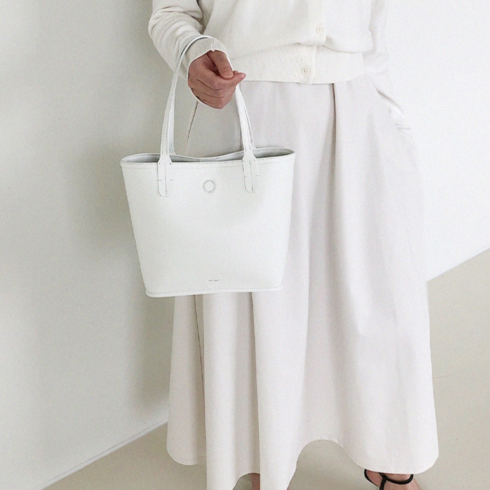 Movet Khaia レザーショルダートートレザーミニバッグ-ホワイト