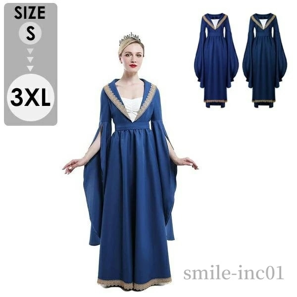 中世 ヨーロッパ風 レディース ワンピース　ハロウィンワンピース中世 復古 西洋 民族衣装 貴族 演劇 舞台服 ステージ衣装コスプレ女性用