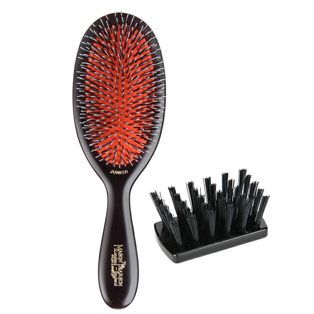ブラシ ジュニア ミックス ダークルビー 猪毛 ブラシ くし 丈夫 BN2