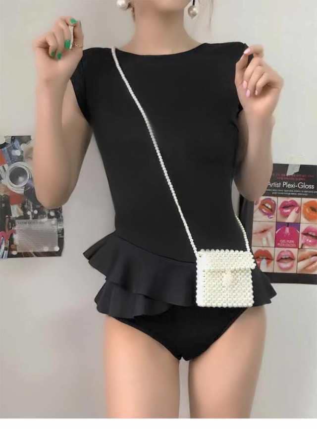 水着 スイムウェア レディース ワンピース 体型カバー スイムウェア ワンピース水着 セクシービキニ 体系カバー水着 ワンピース フリル 切り替えデザイン 伸縮性 胸元 谷間 谷間魅せ 盛れる 上下セ