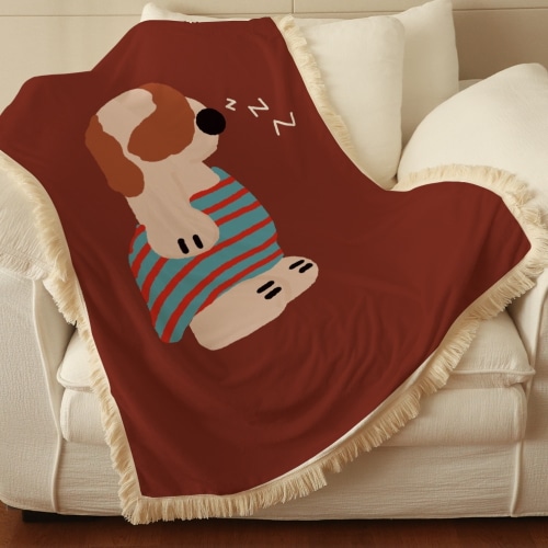 両面5mmマイクロファイバーブランケット 毛布 四季適用 なめらかで心地よい肌触り 洗える タッセル(100X150) キンミン 「Nap Time」