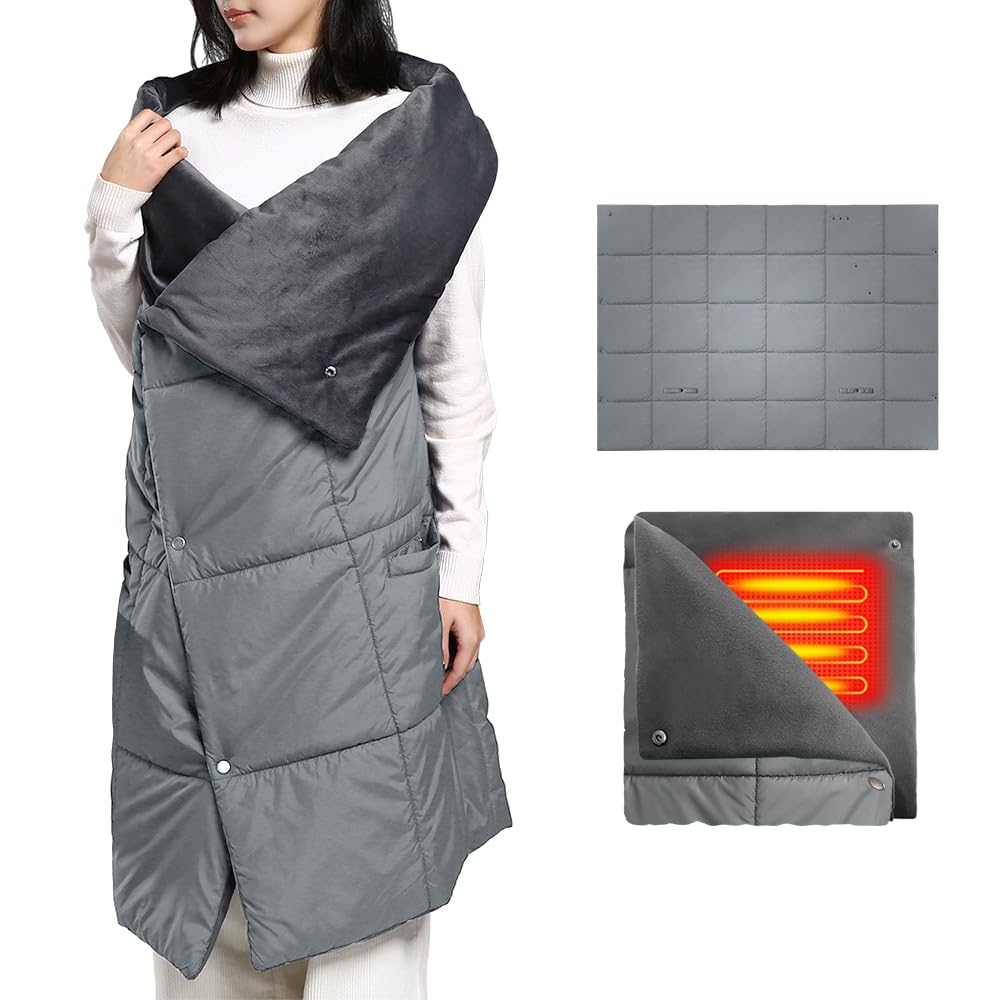 電気毛布 掛け敷き兼用 132*108cm 大判サイズ 6段階温度調整 ふわふわ 電気ひざ掛け フランネルとコットンウール 厚手生地 電気ブランケット ふかふか ソファ ブランケット 速暖 恒温加熱