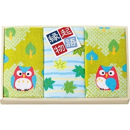 縁起物語 ミニタオル3枚セットふくろう【ギフト 引き出物 引出物 結婚内祝い 出産内祝い 引っ越し 引越し ご挨拶 お返し お礼 香典返し 粗供養 快気祝い】【B倉庫】