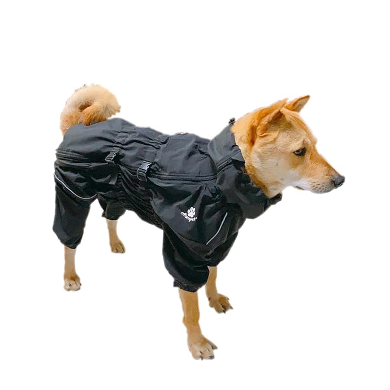 ASMPET 犬 レインコート カッパ 防水 防雪 防塵 犬 レインコート ポンチョ 快適 通気 ペット用品 雨具 中型犬 犬 服 レインコート 着せやすい 犬 レインコート カッパ 愛犬のお散歩 ブ