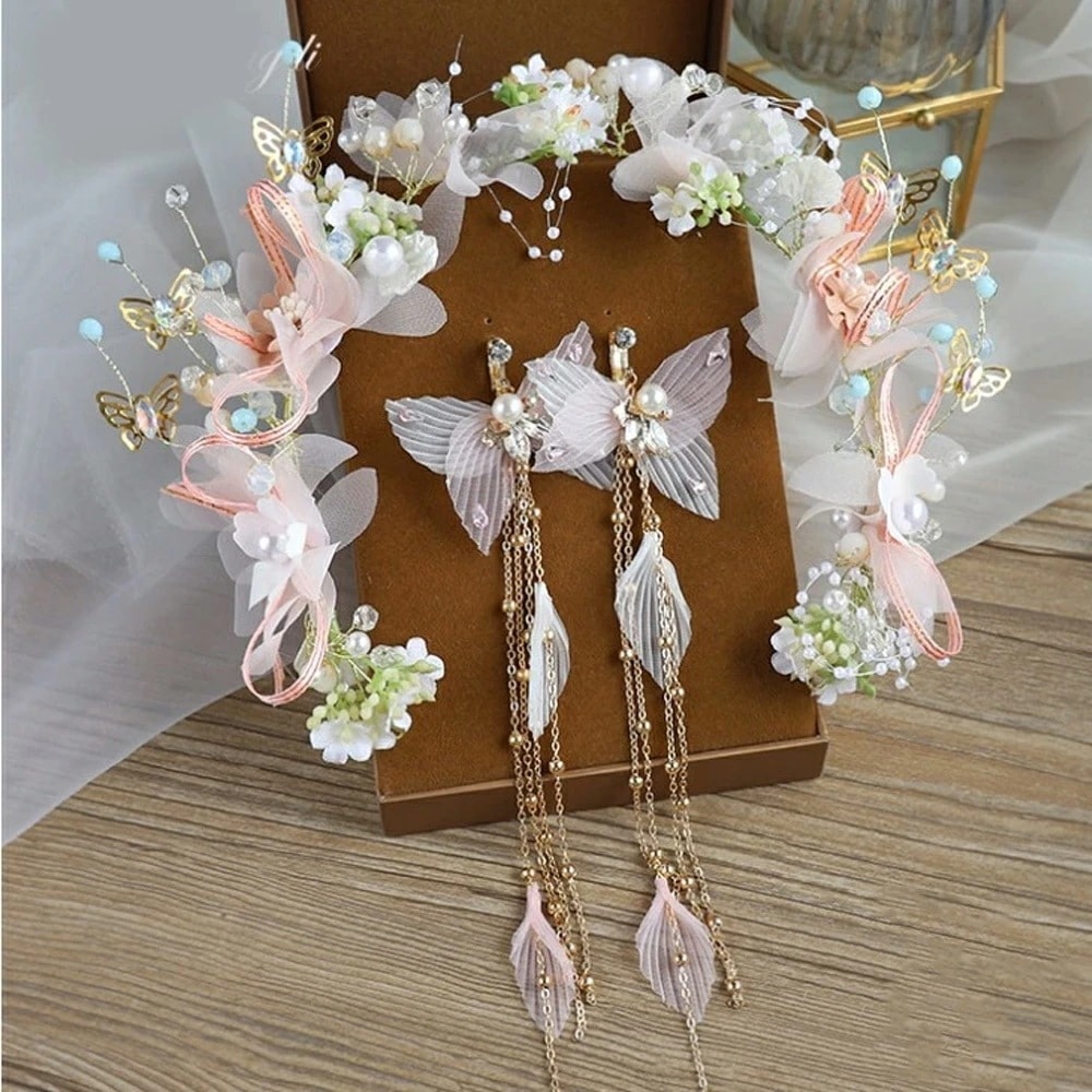 ガーデンバタフライヘアバンドとロングバタフライイヤリングセット 両耳 カチューシャ 仮装 コスプレ 女性 プレゼント 写真 撮影 結婚式 ドレス アクセサリー 蝶々 花 q0476xxxxxxxx 6,600円