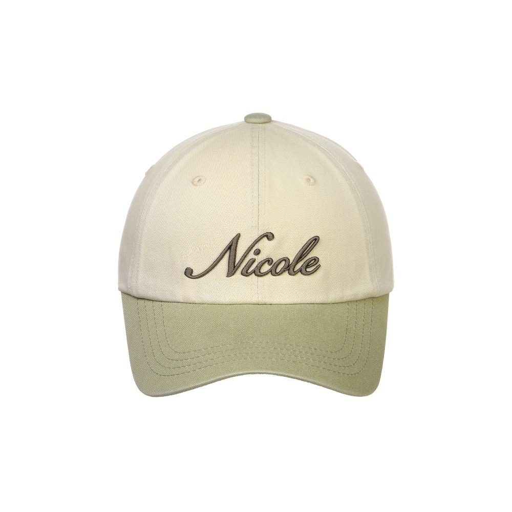 NICOLE レタリングボールキャップ_ベージュカーキ