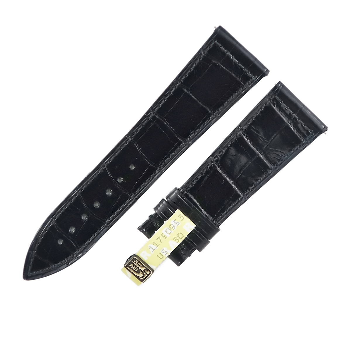 マスタースクエア 6002M用 クロコバンド レディース 未使用 純正 ベルト シャイニー 艶あり 23mm 黒 3年保証