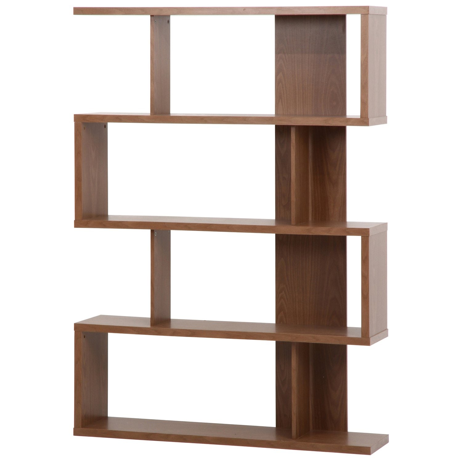 不二貿易 ディスプレイシェルフ S型 4段 幅120cm ブラウン 97533