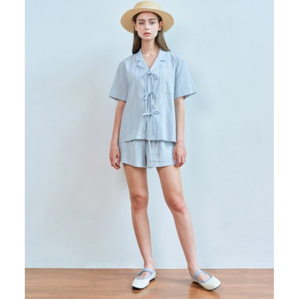 FREIHEIT (FREIHEIT) ストライプポケットショーツ (ライトブルー)