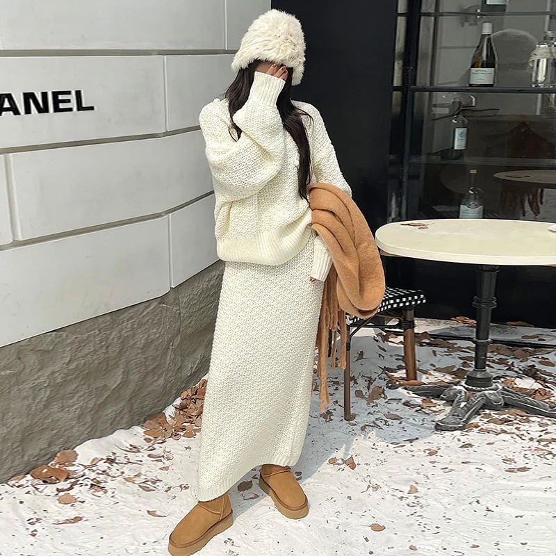 トアップ レディース 秋冬 厚手 セーター ニットスカート 二点セット 百掛け 着痩せ 可愛い 百掛け 6,932円