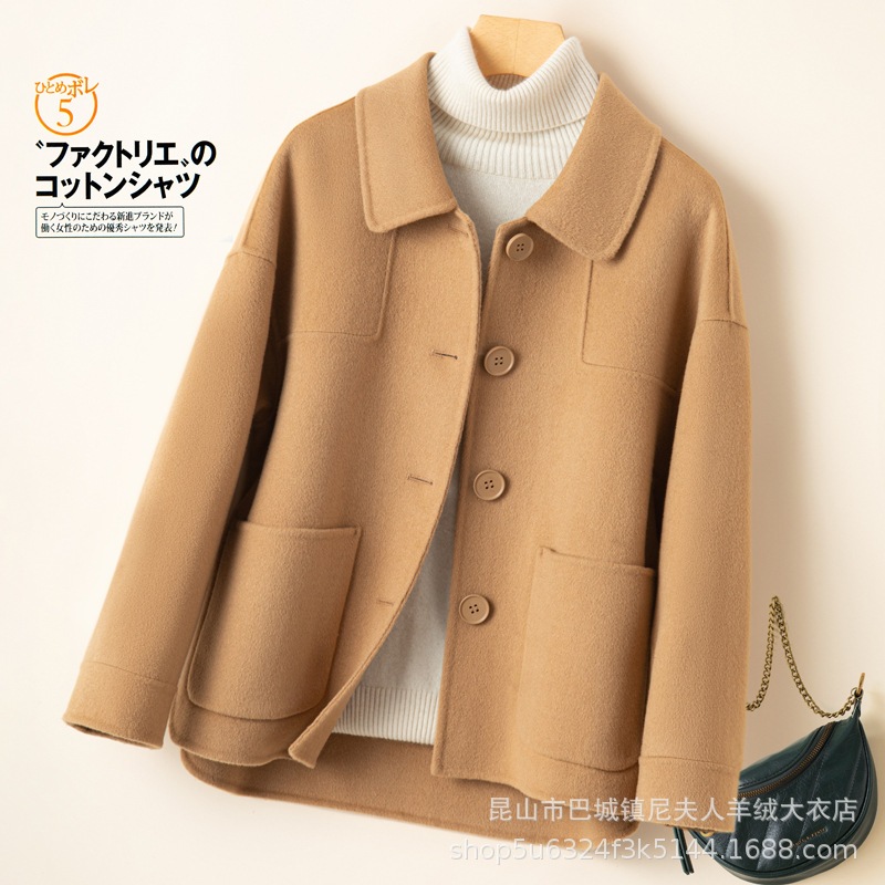 新しい100ウールコート両面カシミヤコートレディースゆったり秋冬ウールコートウールコートレディース