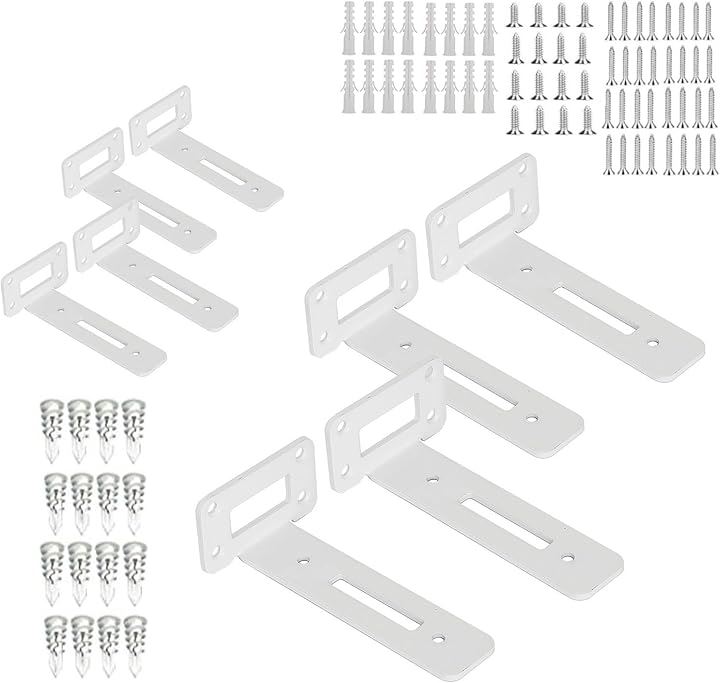 特許取得商品 長さ：15cm 厚さ3.5mm軽量タイプ 棚受け金具 白 隠し棚受け 高耐荷重 L字金具 アイアンブラケット 目立たない棚受け 棚支え8個セット(ホワイト, 15cm)