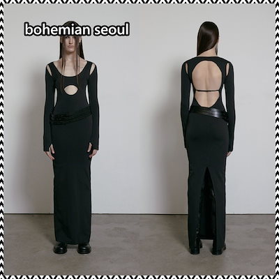 【BOHEMIAN SEOUL】BOHEMSEO BACKLESS CUT OUT MAXI DRESS BOHEMIAN SEOUL] BACKLESS CUT OUT MAXI DRESS, BLACK 正規品