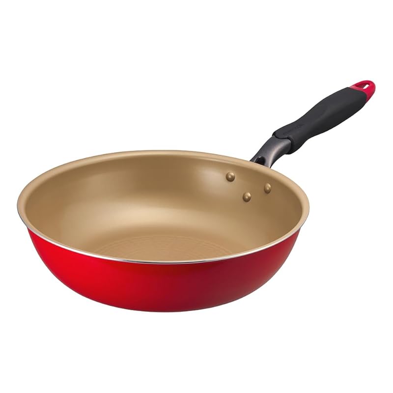 【新モデルは軽くなりました】 エバークック 炒め鍋 深型 フライパン 28 IH対応 ガス火対応 【500日保証】 こげつきにくいフライパン PFOA フリー レッド ドウシシャ