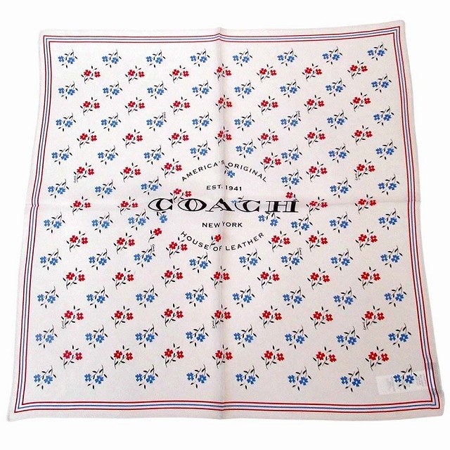 コーチ スカーフ COACH アウトレット ボードウォーク フラワー 花柄 ロゴ フローラル プリント シルク バンダナ スカーフ CU357 QUX