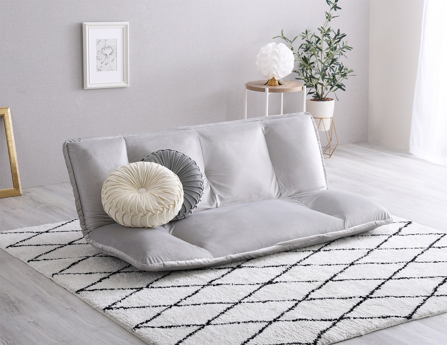 ローソファー ソファ 2人掛け かわいい リクライニング 二人掛け フロアソファ ファブリックシート 完成品 二人用 2人用