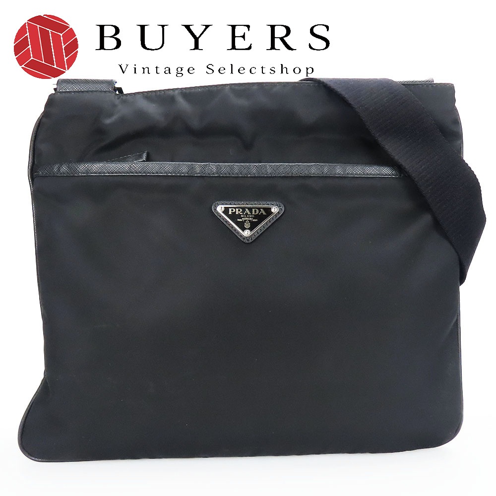 中古 ショルダーバッグ 2VH053 ナイロン レザー NERO ブラック 斜め掛け カジュアル 三角プレート レディース メンズ