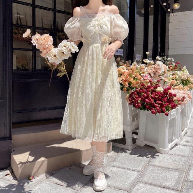 【1つ買うと10つ無料】夏のゴールデンボウレースハイエンド敏感な気質プリンセススカートスカートスカートキャミソールドレス