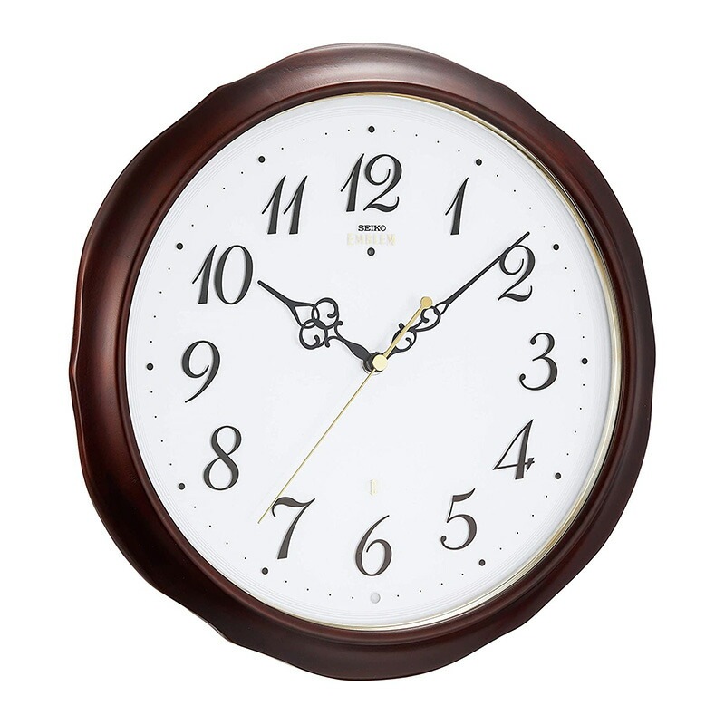 [SEIKO EMBLEM] セイコーエムブレム 掛時計 HS554B 気品を感じさせる小ぶりなデザイン優しい木枠の色調が空間を彩る 濃茶木地 電波 アナログ