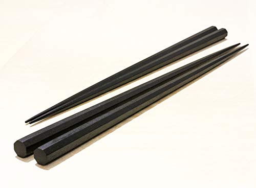 大黒屋江戸木箸 縞黒檀八角削り (標準サイズ) １膳 大サイズ：23.5cm