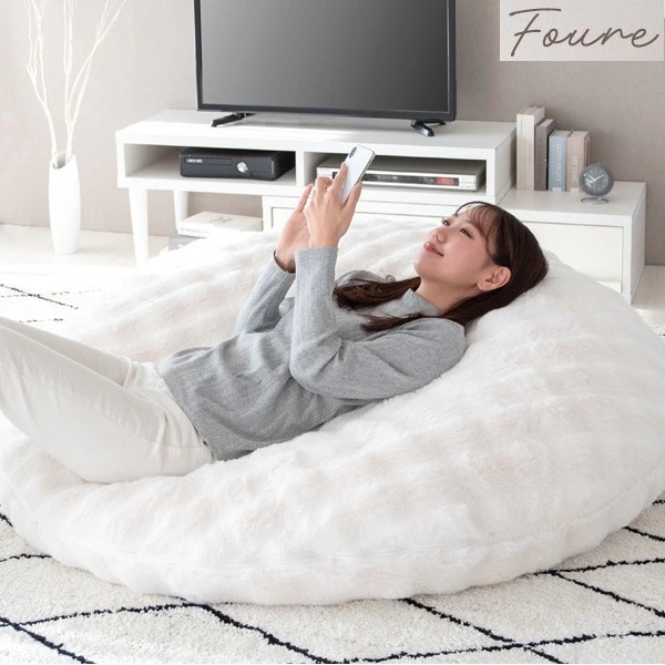 ふわとろ 大型 ビーズクッションソファ 洗えるカバー もこもこふわふわ 取っ手付き 直径130cm ビッグサイズ