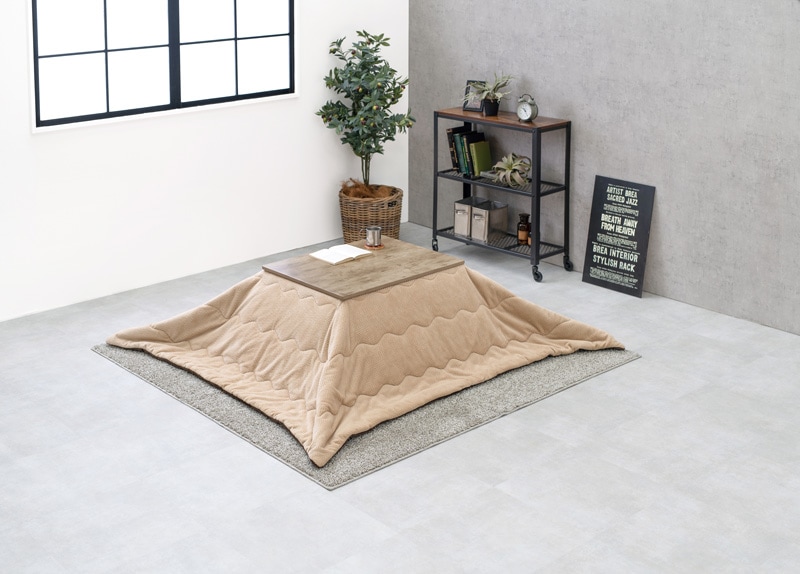 こたつセット こたつ うす掛布団 2点セット アンティークナチュラル/ベージュ 75x60cm ヴィンテージテイスト 継足 オールシーズン コタツ テーブルこたつセット