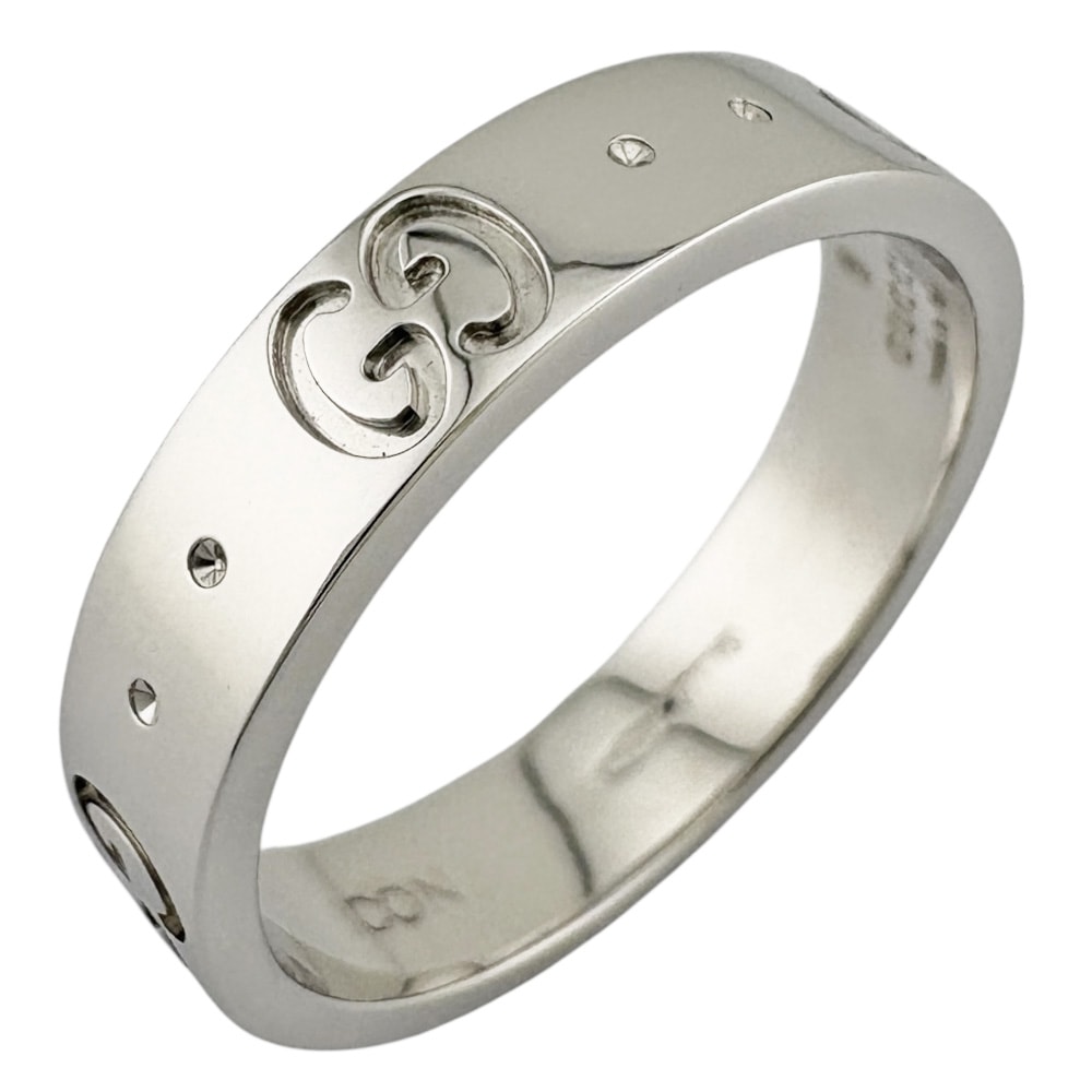 グッチ アイコン リング 指輪 9.5号 18金 K18ホワイトゴールド GUCCI 中古 美品