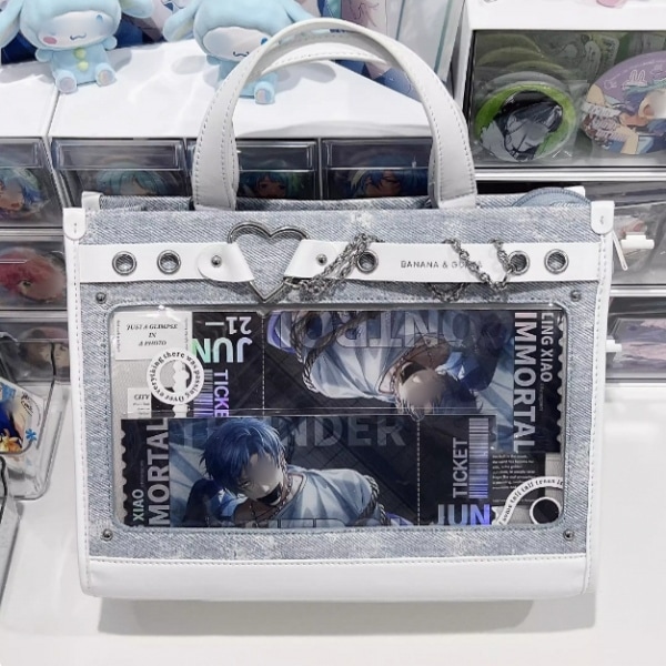 痛バッグ 推し活 大容量 レディース 二次元 ショルダーバッグ トートバッグ 透明 オタクバッグ 応援グッズ デイバック JK 学生バッグ 通学 遠足 イベント 旅行バッグ ぬいぐるみ入れ 缶バッジ