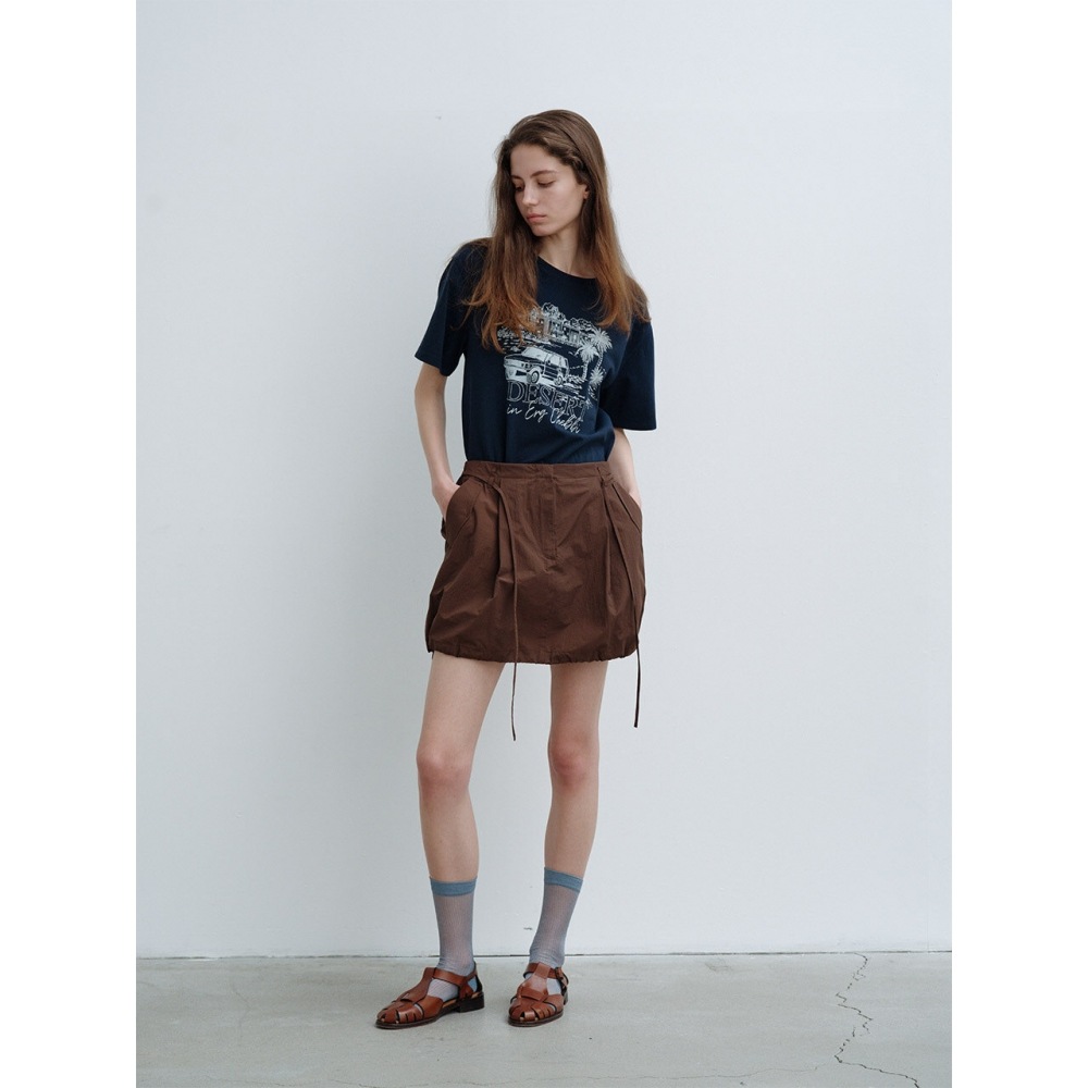 a.t.corner ヘムストリングミニボリュームスカートダークブラウン (AESK4B405W3)