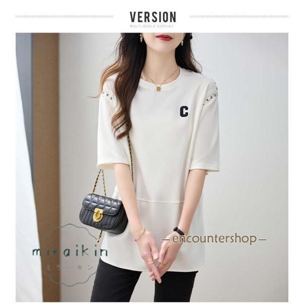 Tシャツ レディース 夏 汗染みない カットソー トップス 半袖 クルーネック ロング 汗しみない 大きいサイズ 韓国ファッション 可愛い お出かけ 日常