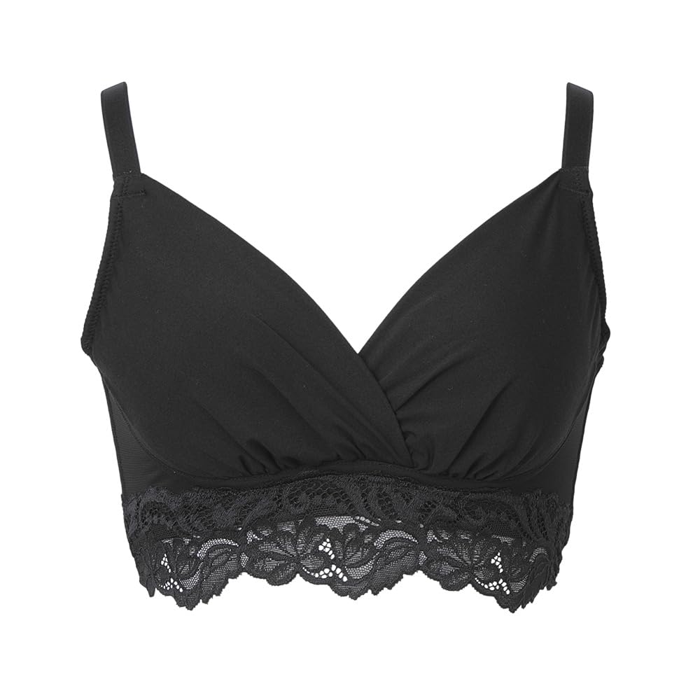 [ブラデリス ニューヨーク] ノンワイヤー補整ブラ 綿混ストレッチハイブリッドハートカップブラ25 ブラック L