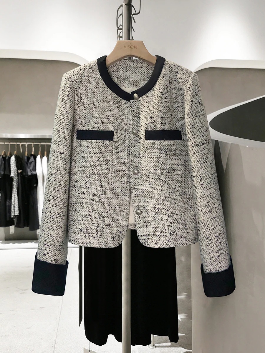 春秋フレンチヴィンテージ小香風気質スーツジャケットショートシングルブレストデザインスーツアウタージャケット高級感　着やせ百掛け流行り