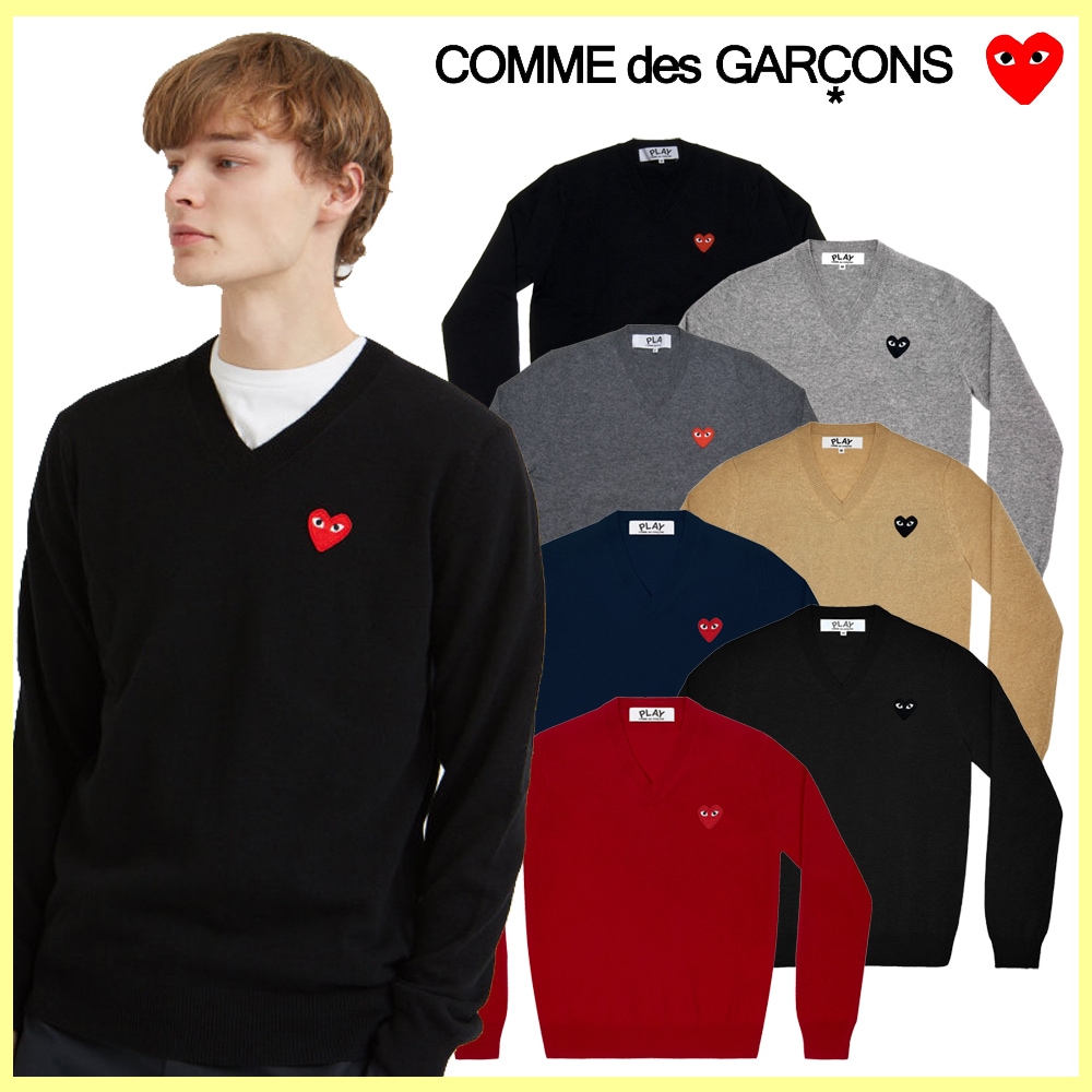 国内発送 / 正規店買付 【COMME des GARCONS】メンズ ハート Vネック ニット セーター 25,900円