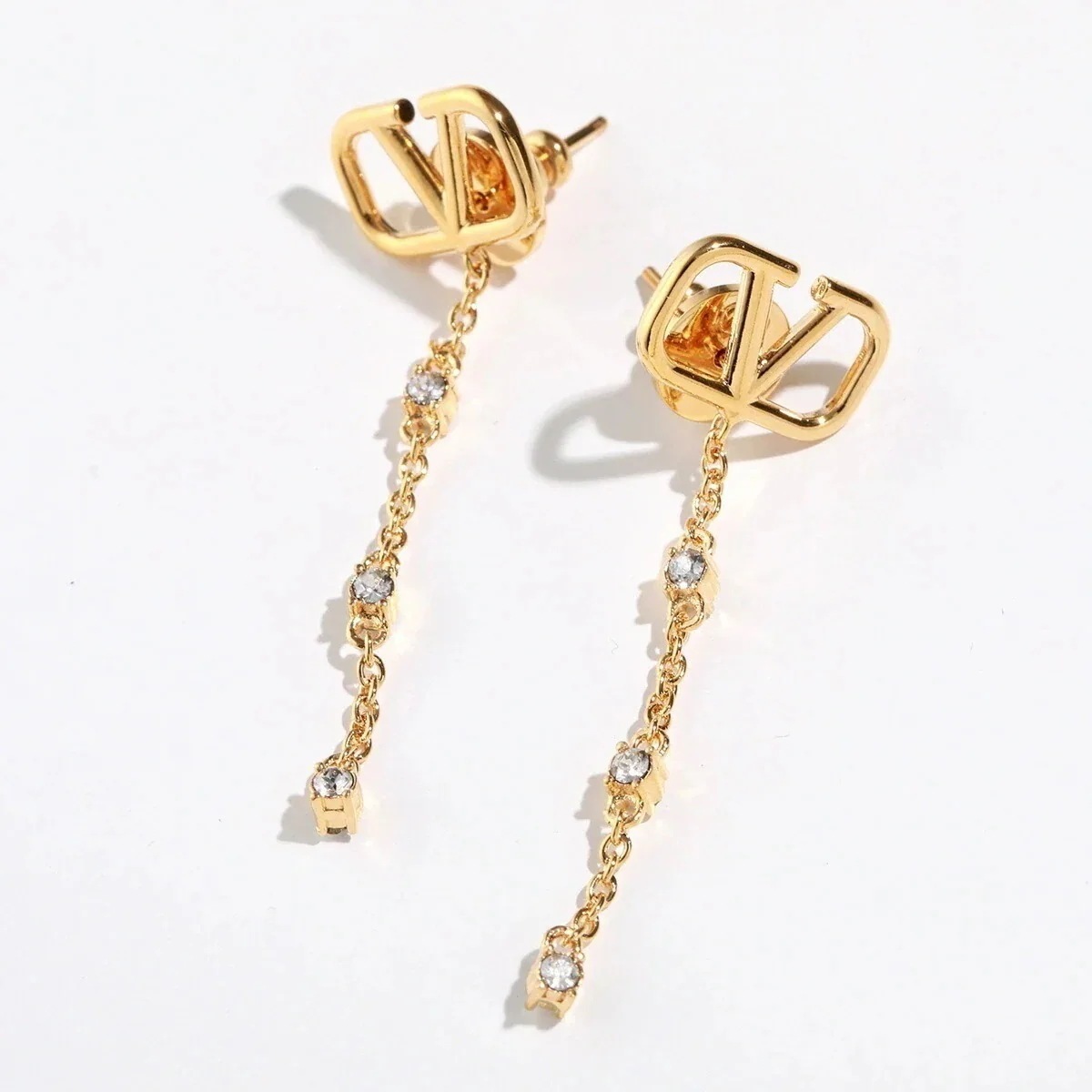 VALENTINO ヴァレンティノ ピアス 5W2J0W25YCW レディース Vロゴ クリスタル装飾 メタル アクセサリー MH5】