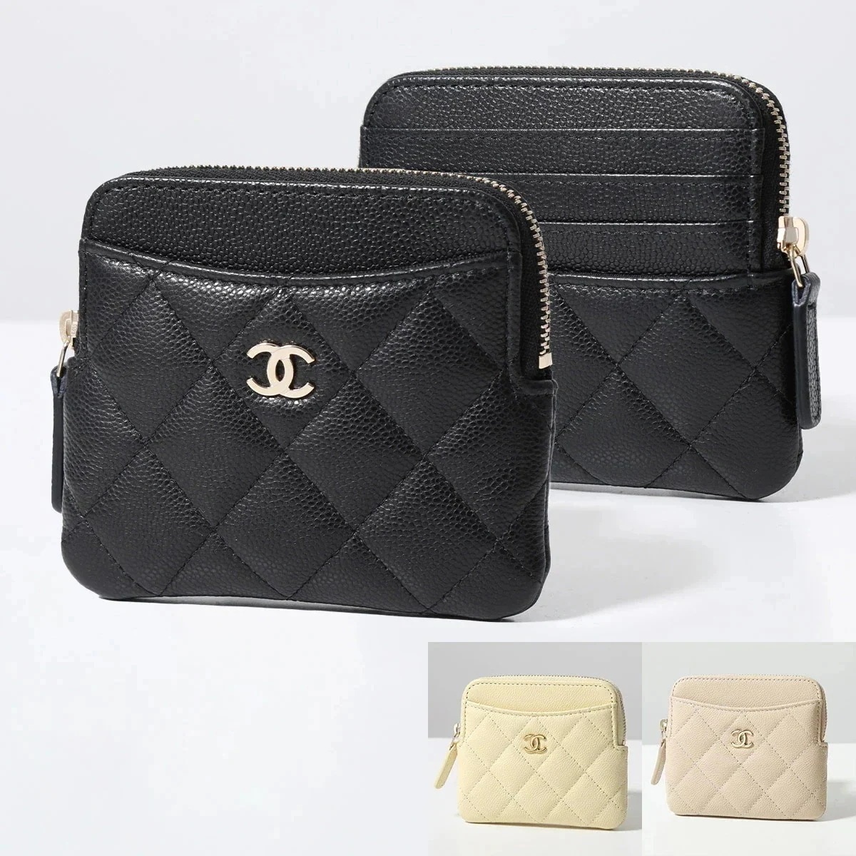 CHANEL シャネル コインケース AP2061 B10583 MATELASSE マトラッセ キャビアスキン ココマーク カードケ ース フラグメントケース ミニ財布