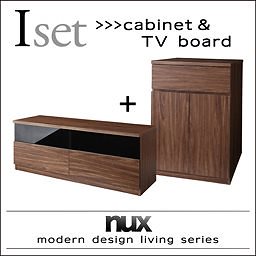 シンプルモダンリビングシリーズ[nux]ヌクス Iセット[キャビネットxテレビボード] ウォルナットブラウン