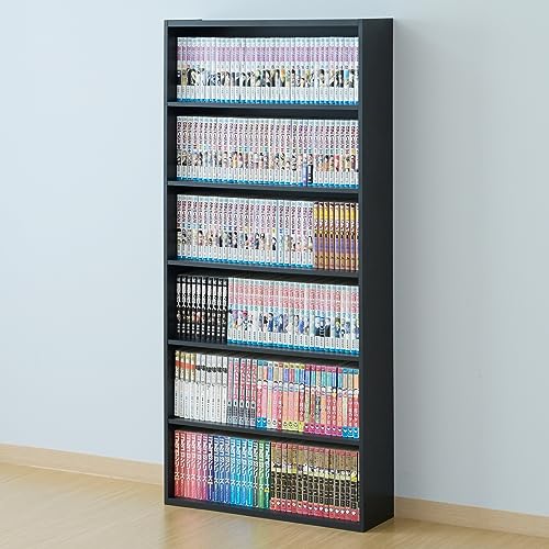 色：ブラック 山善(YAMAZEN) 本棚 大容量 スリム 【全体耐荷重70*】 6段 幅60*奥行
