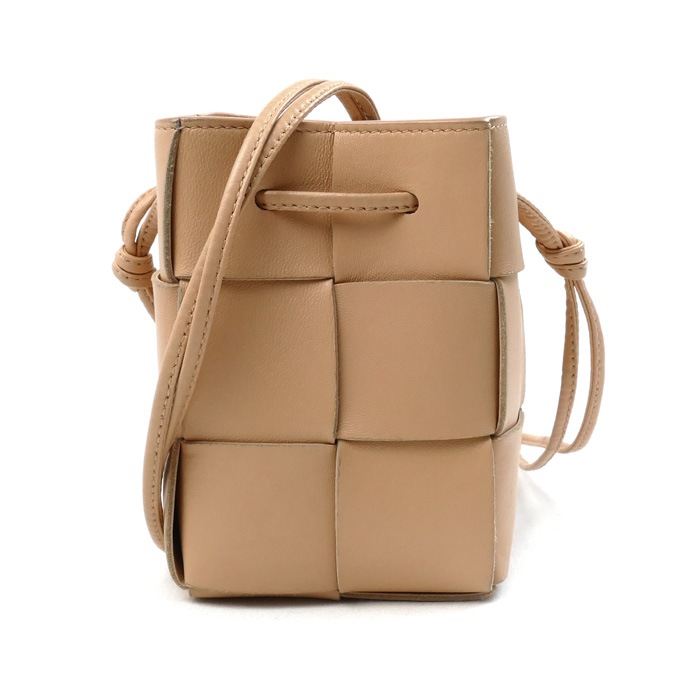 BOTTEGAVENETA ボッテガヴェネタ ミニ カセット バケット ショルダーバッグ ポリッジ(ベージュ系） 680217VCQC49776 レディース 中古