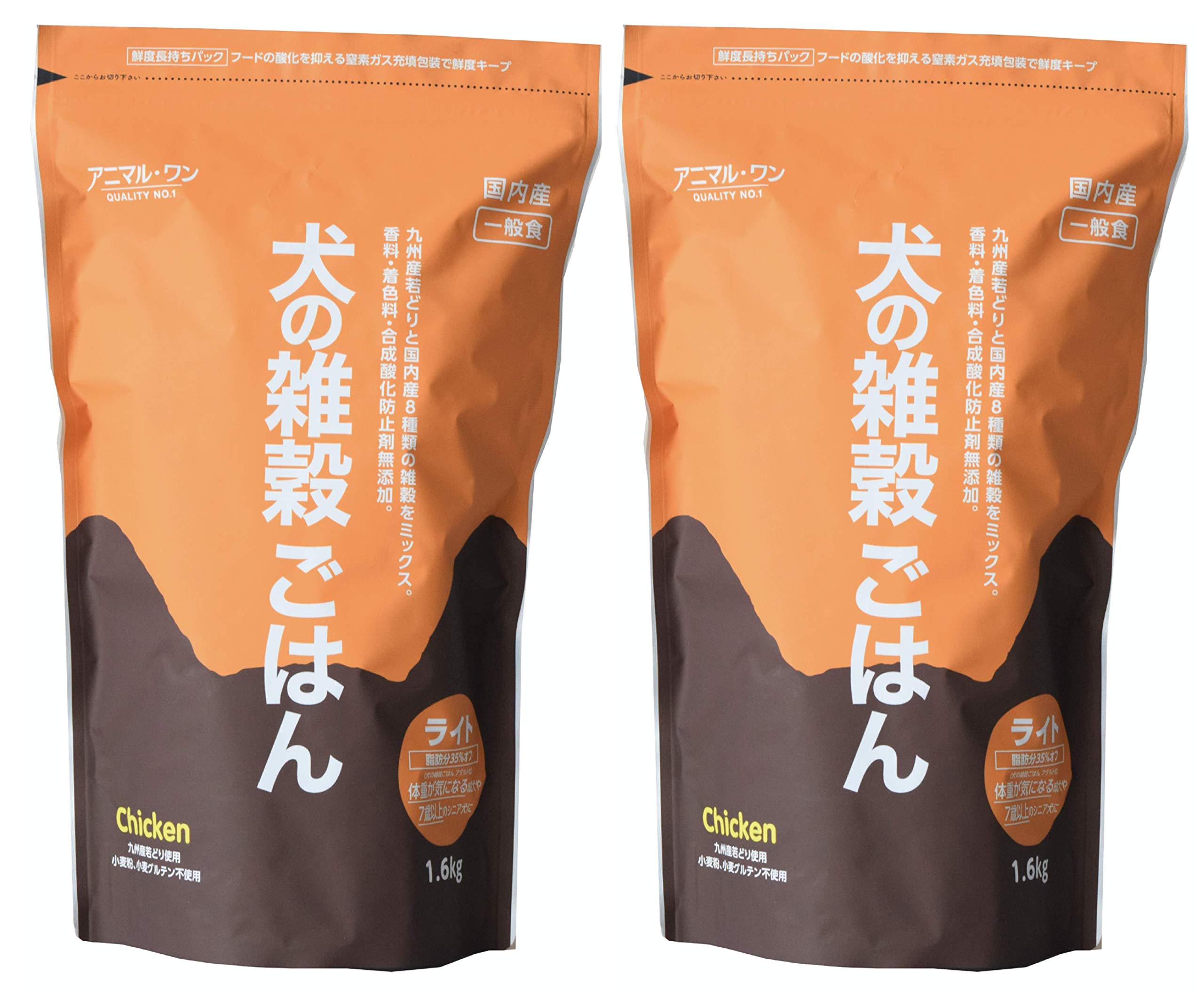 アニマルワン 犬の雑穀ごはん ライト シニア用 チキン 2020年リニューアル版 1.6kg x 2袋