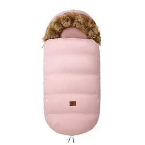 ベビーカーフットマフ0-3t冬防風防水取り外し可能なファーカラー暖かい珊瑚調節可能なベビースリーピングバッグ Light Pink Uniform size