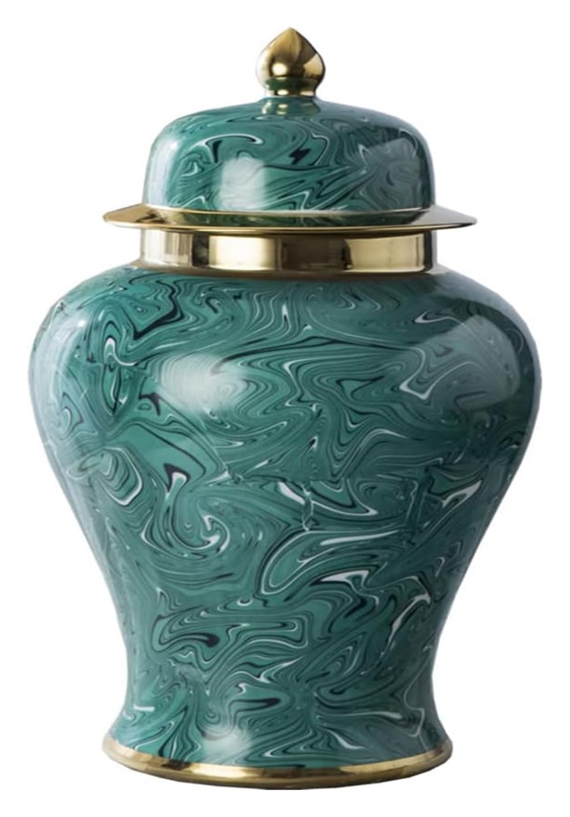セラミックジンジャージャー中国製ヴィンテージ花瓶金の縁取りのジンジャージャー磁器製ジンジャージャー花瓶寺院用ジャー蓋付き装飾セラミック装飾ジャー（M）（ ）