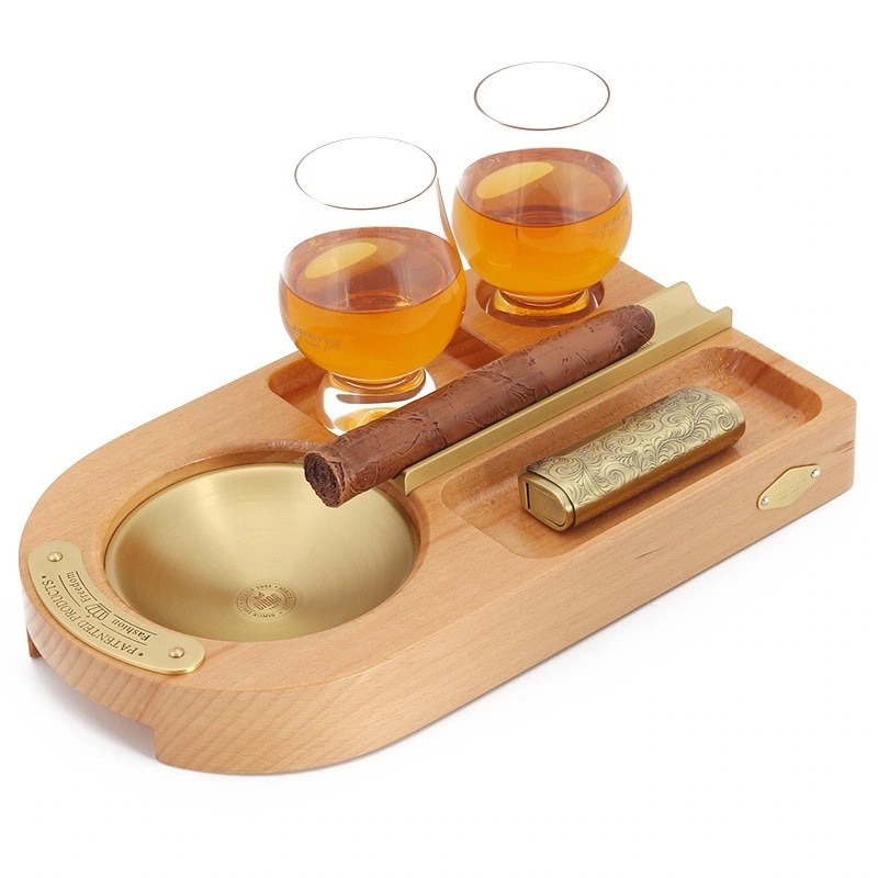 [激安販売]オフィス灰皿 レトロ クリエイティブ ルーム シガー灰皿ブナ材リビング 新しいモンスーン