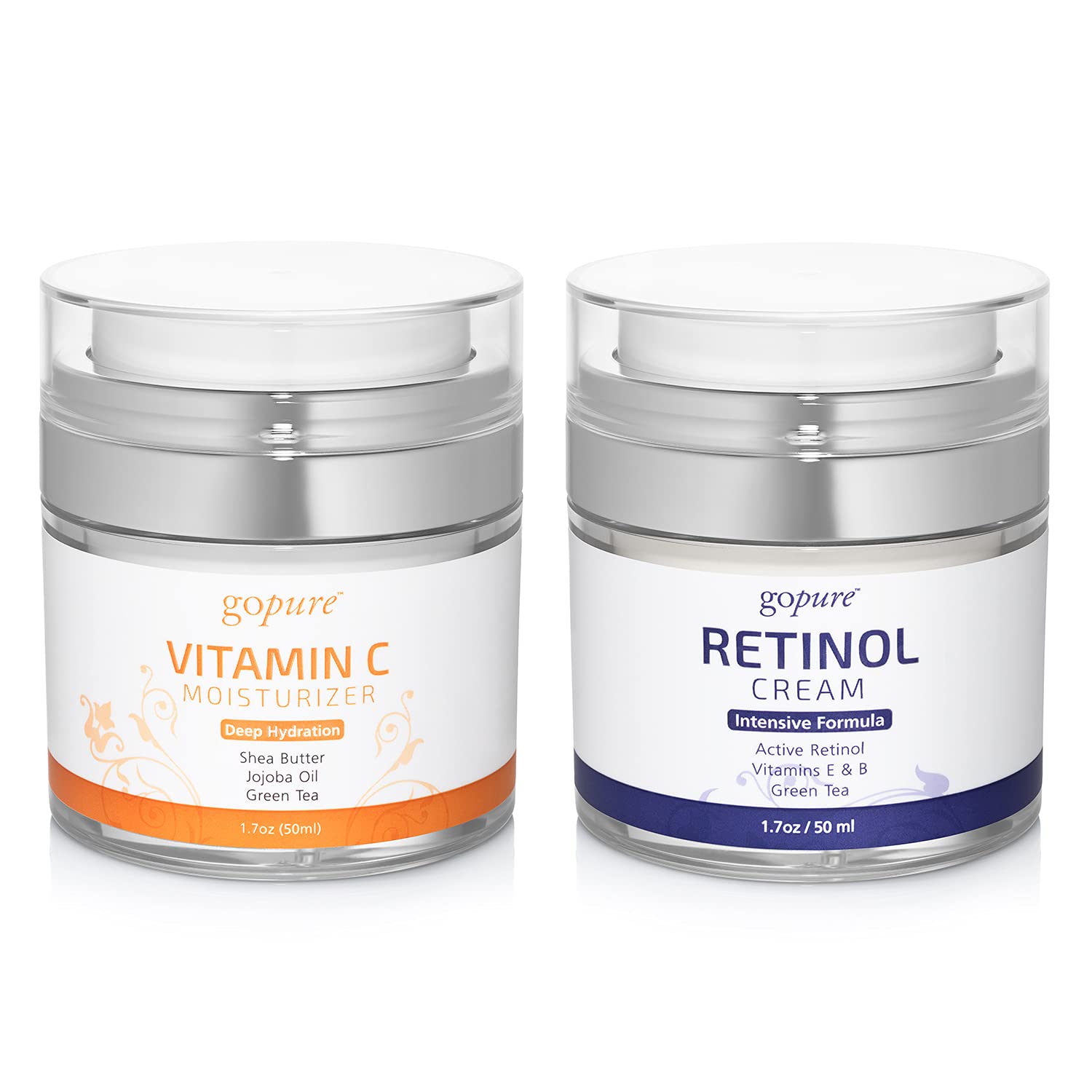 ゴーピュアフェイス保湿剤ビタミンCセットレチノールクリーム-昼夜保湿剤セット