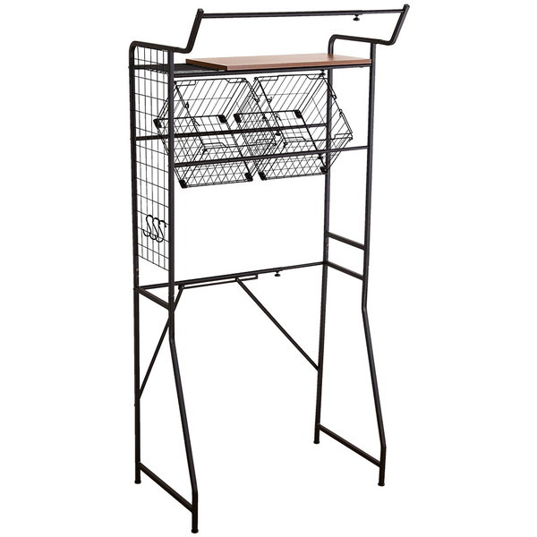 ホームテイスト LDR-K ヴィンテージ ランドリーラック バスケットタイプ ウォールナット メーカー直送