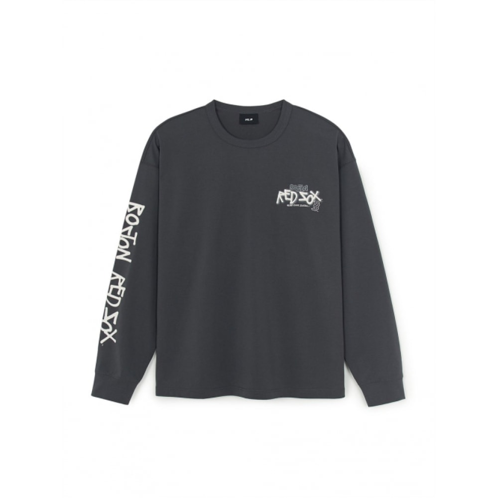 MLB ベーシックストリートロゴオーバーフィット機能ロングスリーブ T シャツ BOS (チャコールグレー)
