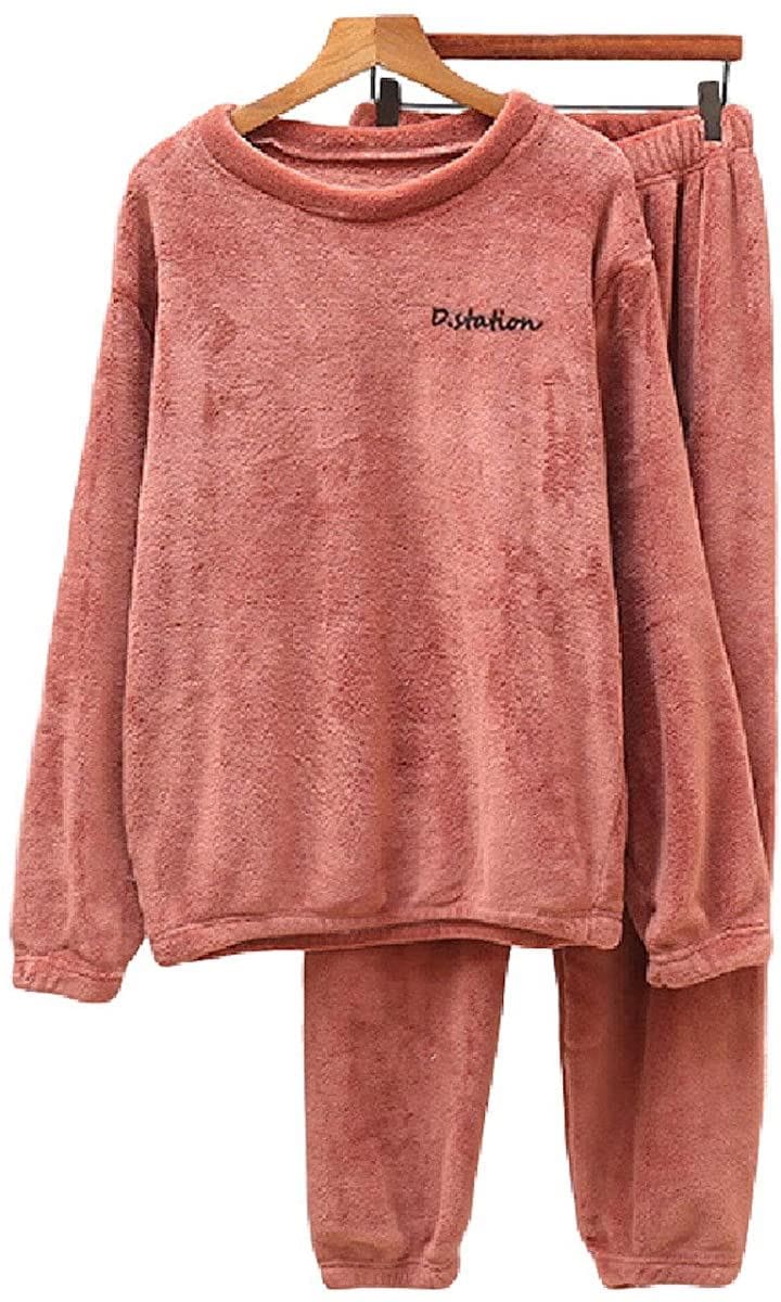 上下 セット あったか パジャマ もこもこ ルームウェア レディース 裏起毛 極暖 ふわふわ 部屋着 暖かい 防寒 冬 家着(アプリコット, フリーサイズ（一般的なMLサイズ相当）)