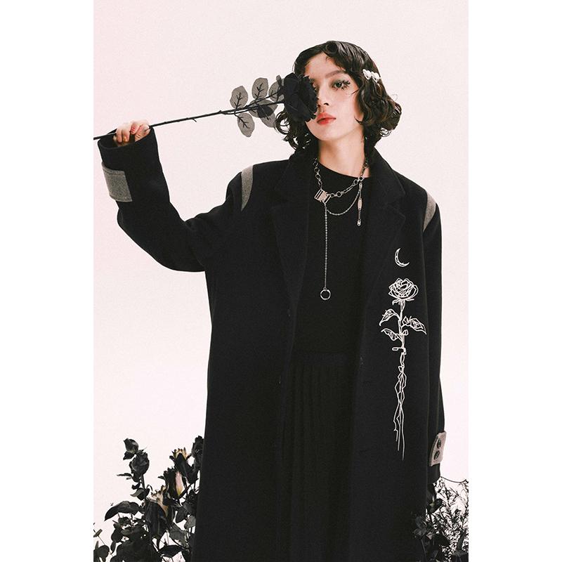 レディース ファッション 服 オシャレ カワイイ シンプル 大人カワイイ 大きいサイズ ローズ ステッチ ウール コート 秋冬