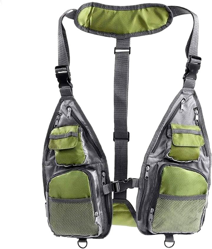 フィッシングベスト 釣り 渓流 軽量 渓流釣り 通気( カーキ, Free Size)