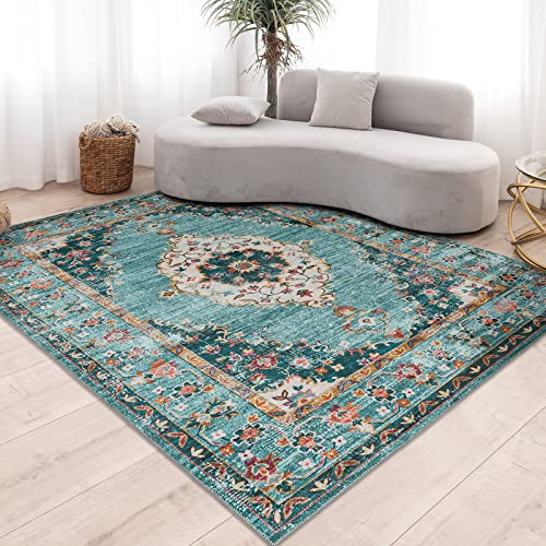 DECOMALL カーペット 3畳 ペルシャ絨毯ラグ 洗える 200x250CM オールシーズン 滑り止め付 床暖房対応 防臭 防ダニ ブルー