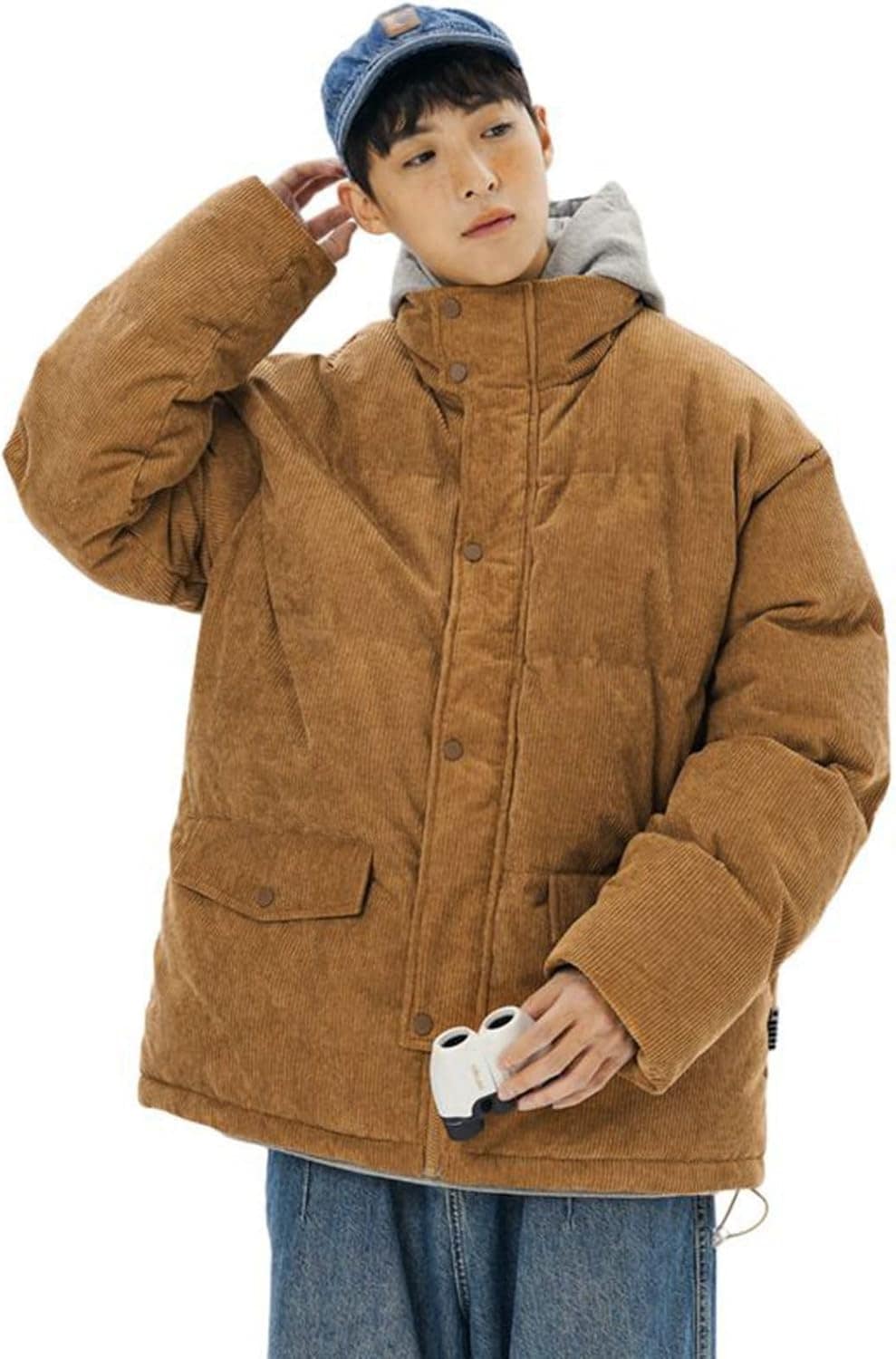 中綿ジャケット メンズ コーデュロイ 綿服 ダウンコットン モコモコ 綿入り 冬服 厚手 スタンドカラー アウター 防寒着 カジュアル アウトドア 中綿ブルゾン おしゃれ 大きいサ